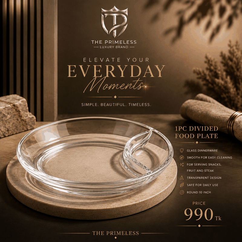1pc Divided Glass Serving Plate