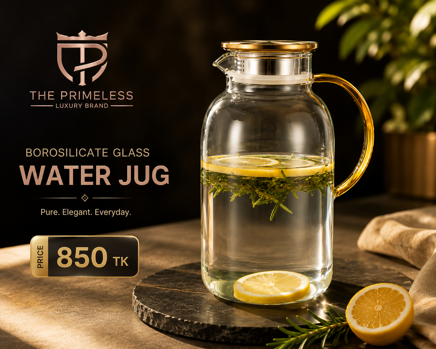 Borosilicate Glass Water Jug – Elegant Heat-Resistant Water Pitcher