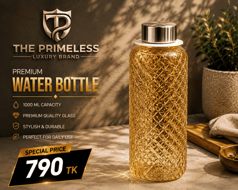 KARBON Premium Crystal Glass Water Bottle – 1000ml (Textured)