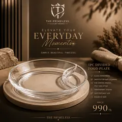 1pc Divided Glass Serving Plate