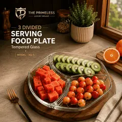 3-Section Divided Glass Serving Plate