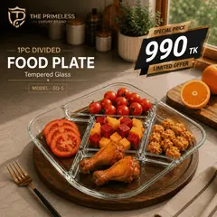 5-Section Divided Glass Serving Plate