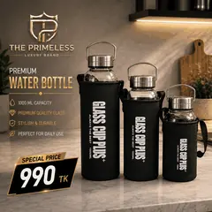 Glass Cup Plus Water Bottle with Protective Bag