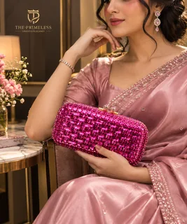 Luxury Crystal Embellished Evening Clutch Bag – Pink