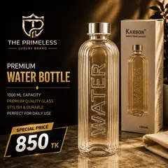 Premium Crystal Glass Water Bottle – 1000ml